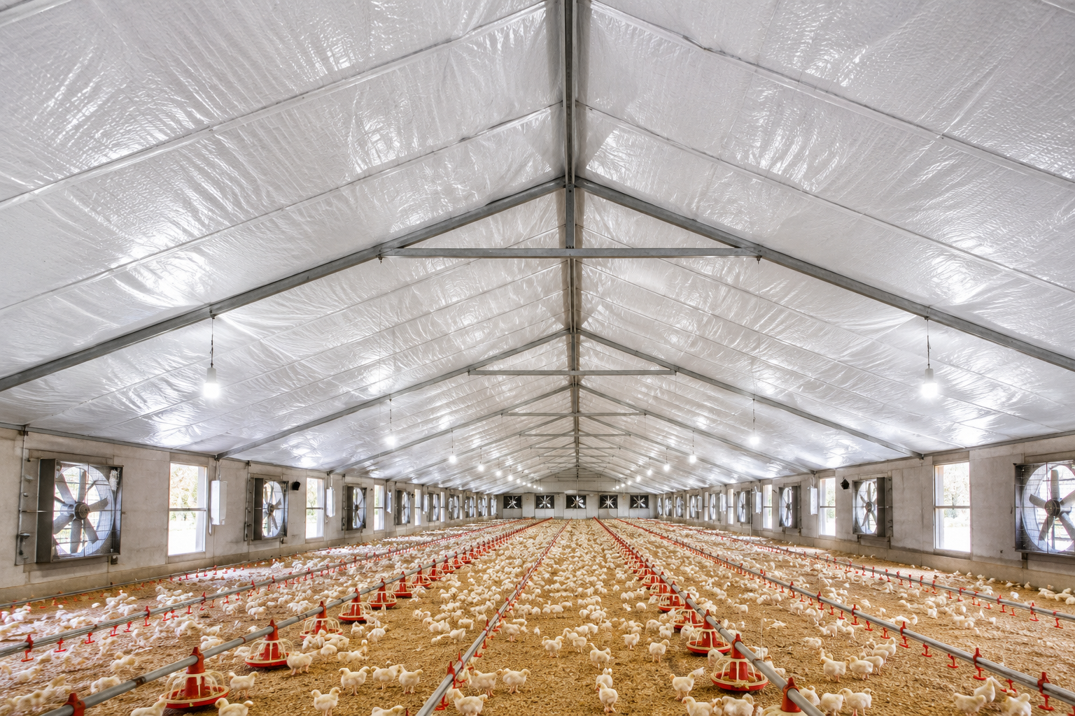 Cielo raso para galpones avícolas: aislamiento térmico que mejora la producción