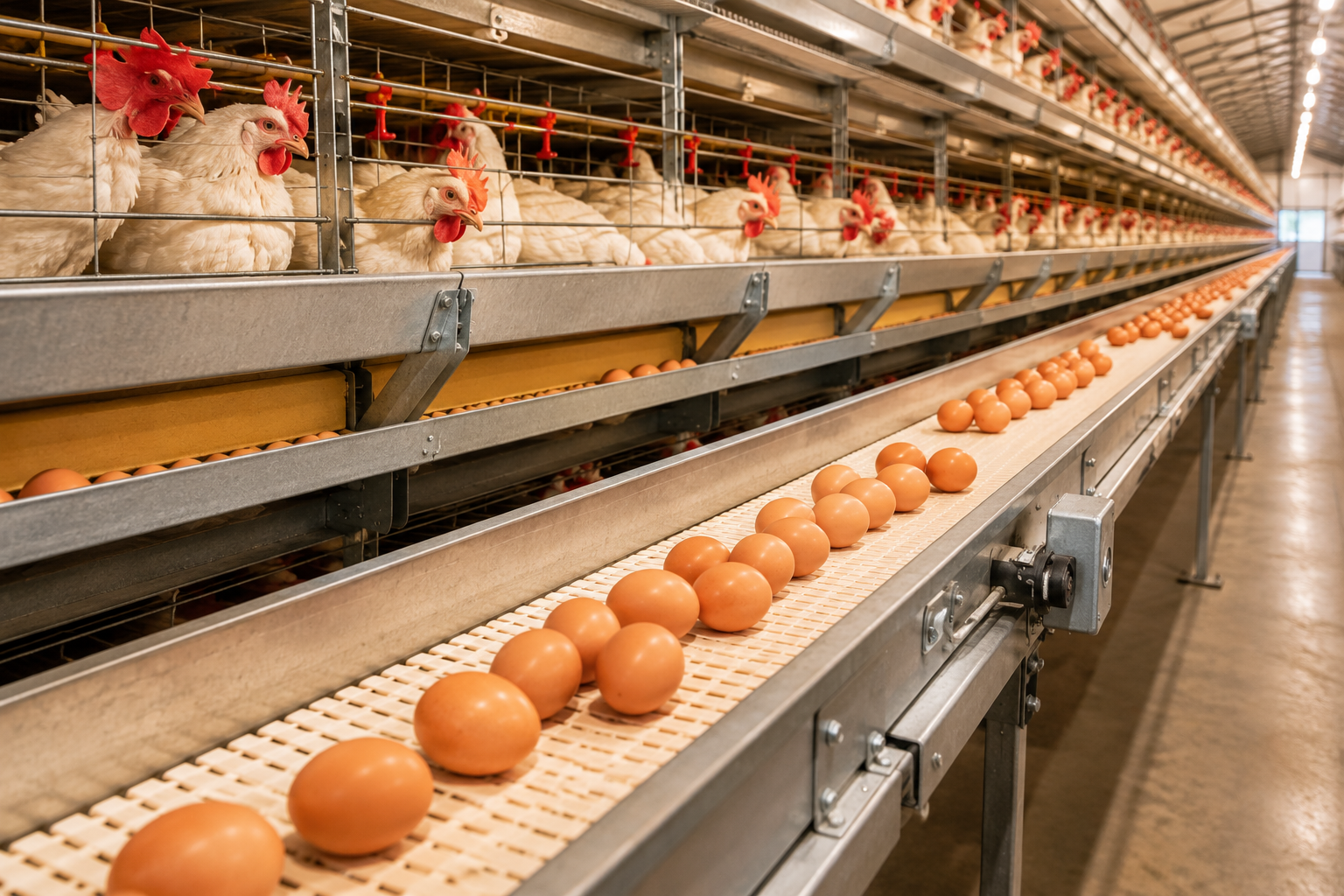 Cinta recolectora de huevos: automatización que reduce roturas y mano de obra